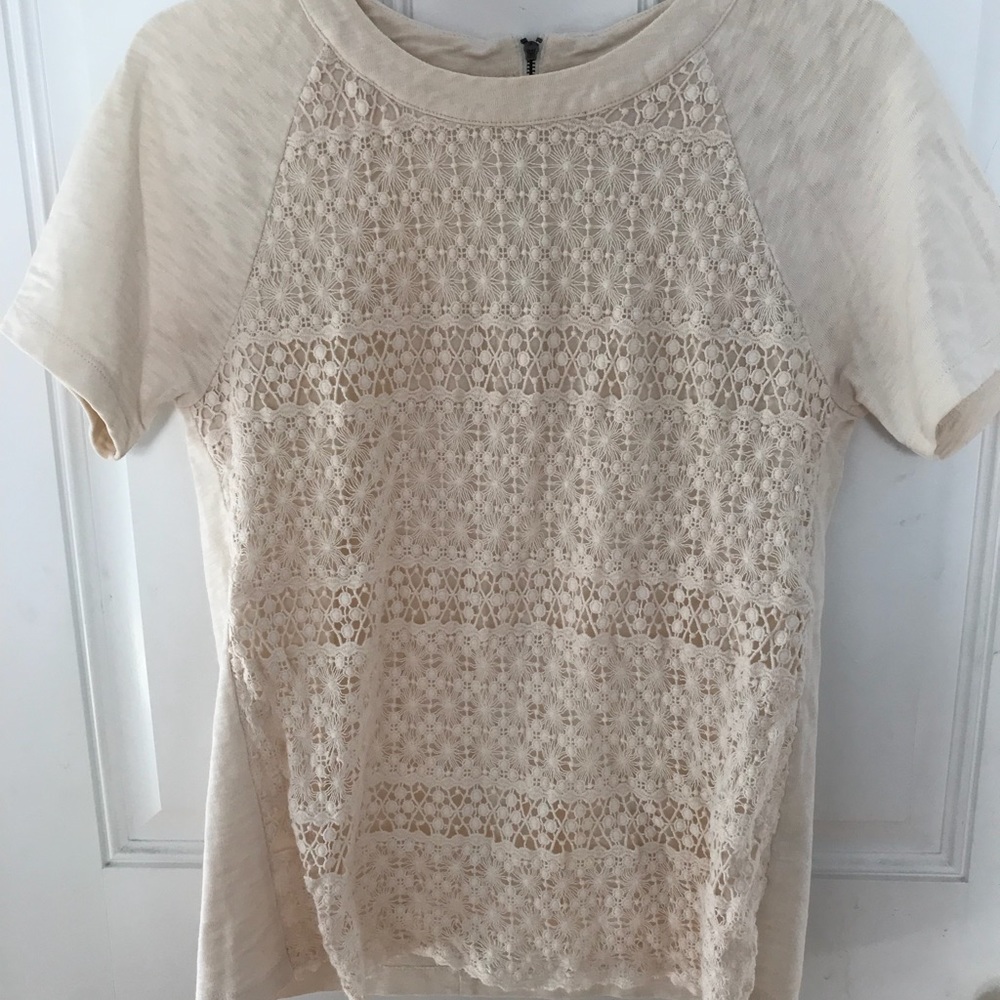 Madewell S cream colored top w/lace detail